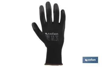 GUANTES 100% POLIESTER NEGRO T-9