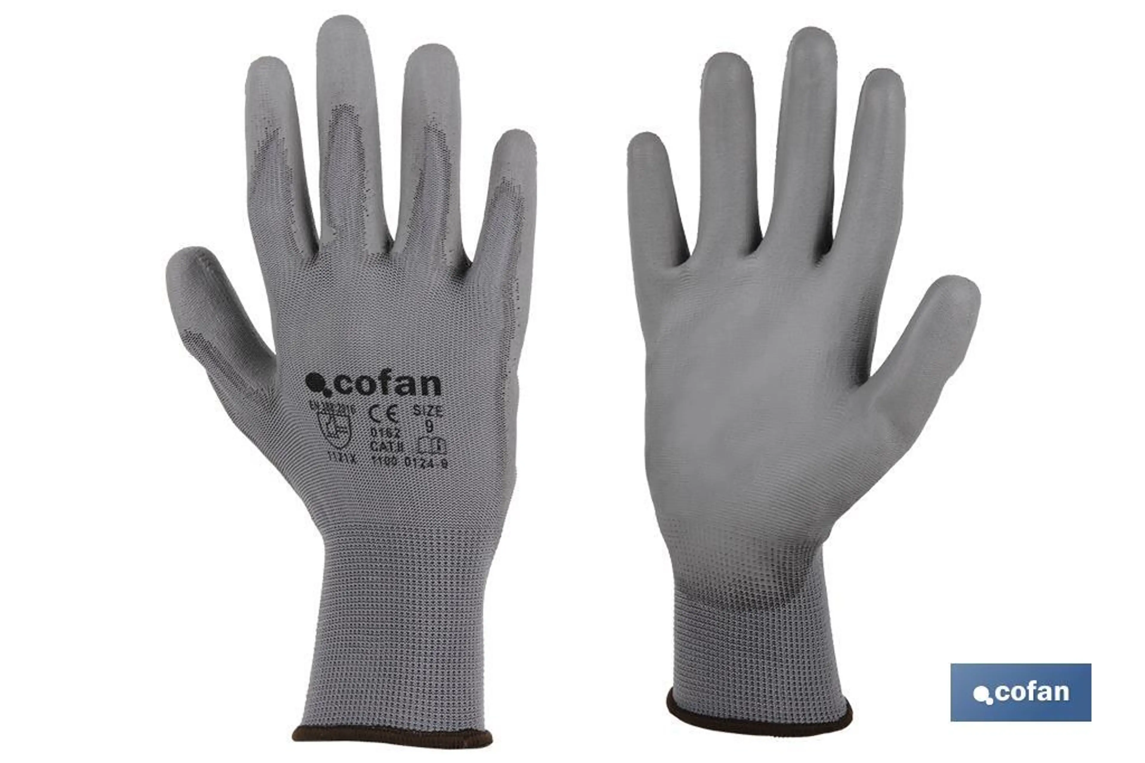 GUANTES 100% POLIESTER GRIS T-9