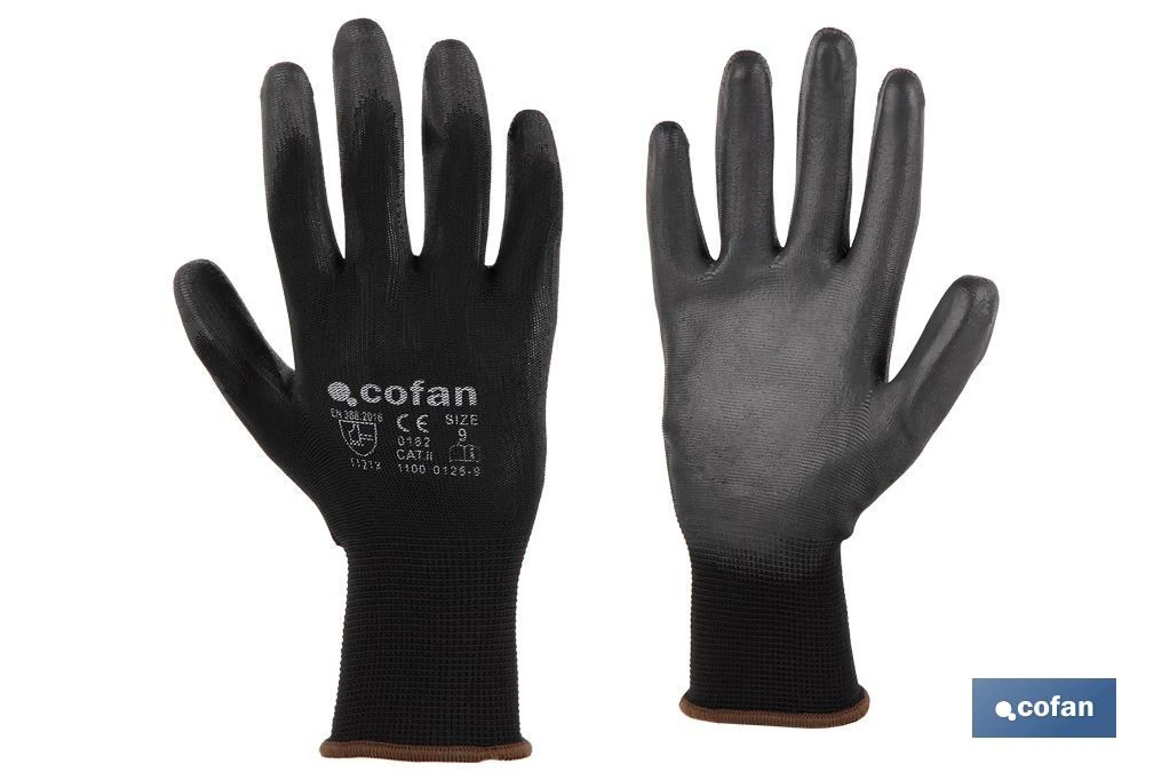 GUANTES 100% POLIESTER NEGRO T-10