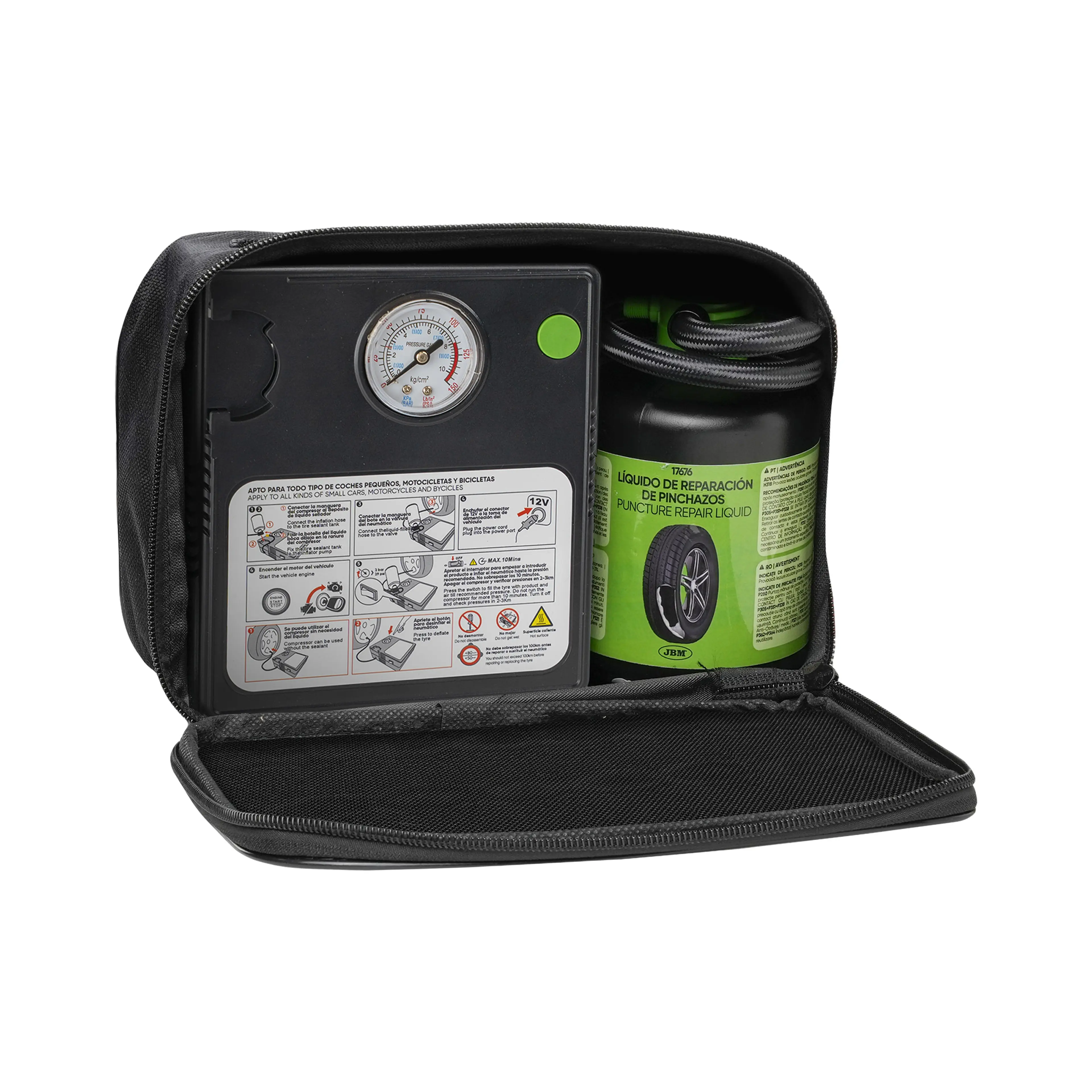 KIT SELLADOR REPARAPINCHAZOS + COMPRESOR